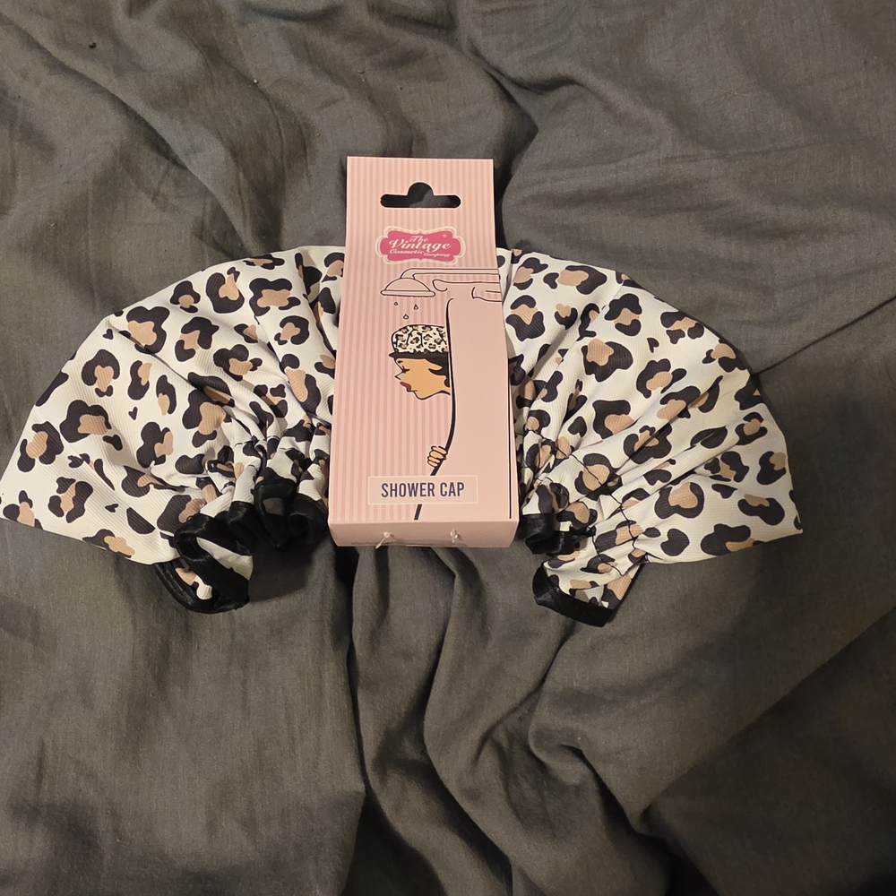 Leopard Print Shower Cap/ Fabric Like/ Not Plastic